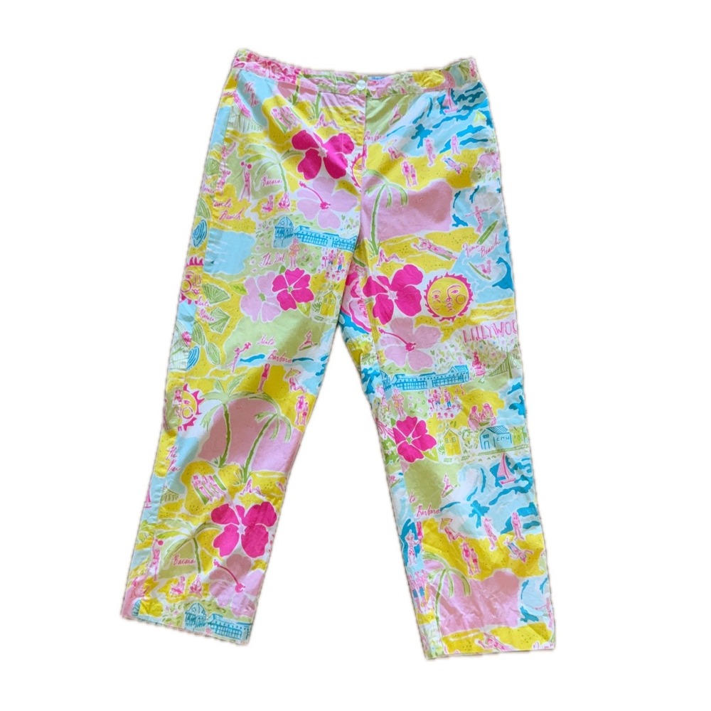 Lilly Pulitzer LILLYWOOD 2003 California Toile Pants Size 8 Rare VTG White Label